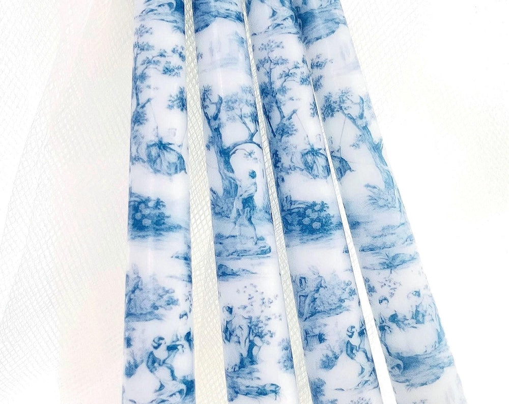 Blue Toile Tapered Candles